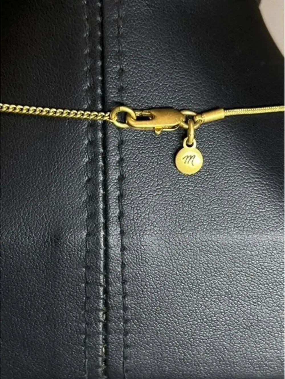 B5036 Madewell Half Moon Arc Necklace Multi Bead Gold Tone Fashion 20-22" - Picture 3 of 3